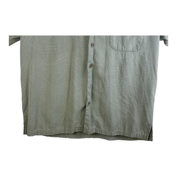 Tommy Bahama Men’s Green Palm Tree Textured Silk Button Up Short Sleeve Shirt L - Picture 3 of 10